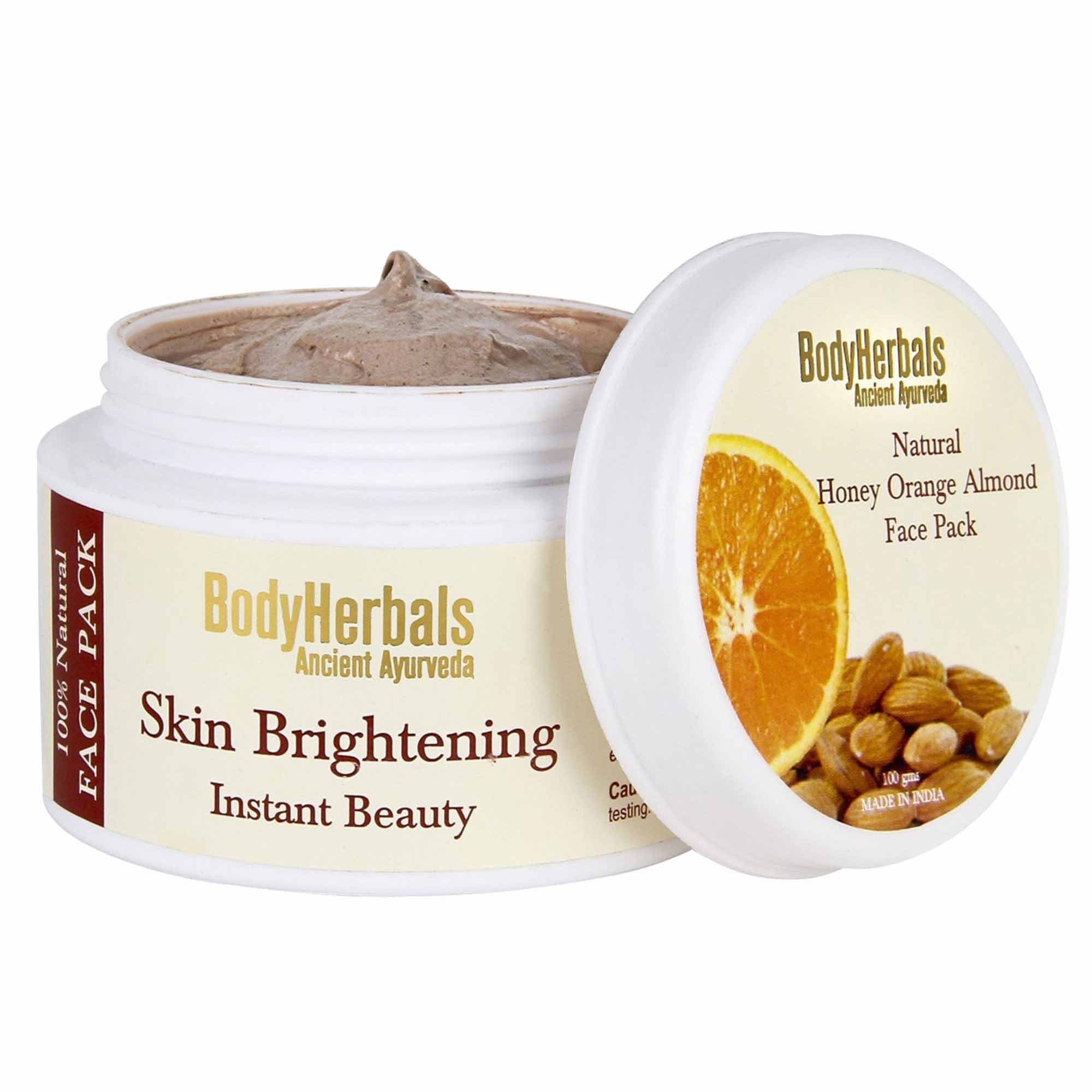 Skin Brightening Face Pack Orange Honey Almond BodyHerbals