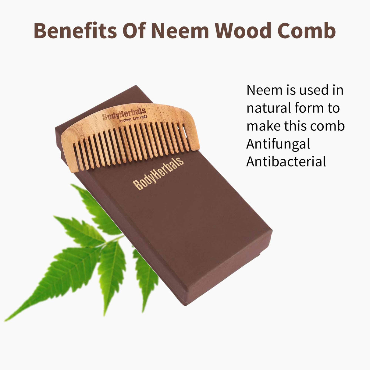 Dressing Comb, Beard, Head Hair & Moustache, 100% Neem Wood