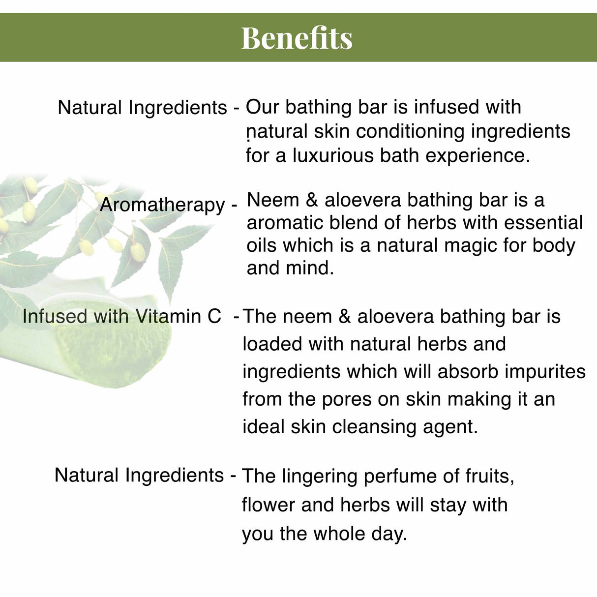 Neem & Aloevera, Bathing Bar With Chunks