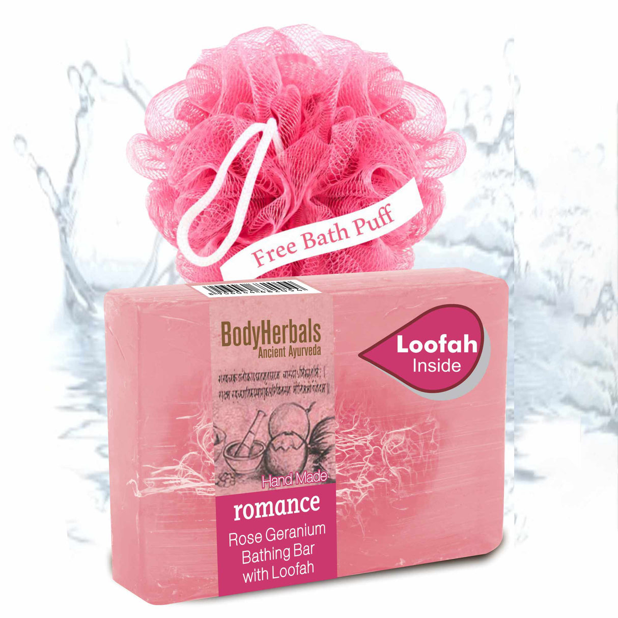 Rose & Geranium Bathing Bar | With Free Loofah