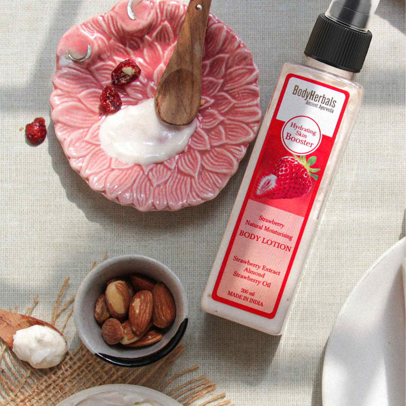 Strawberry Natural Moisturising Lotion, Hydrating Skin Booster