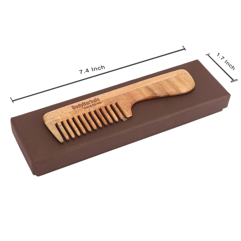 Neem Wood Dressing Comb, Handle Rake comb