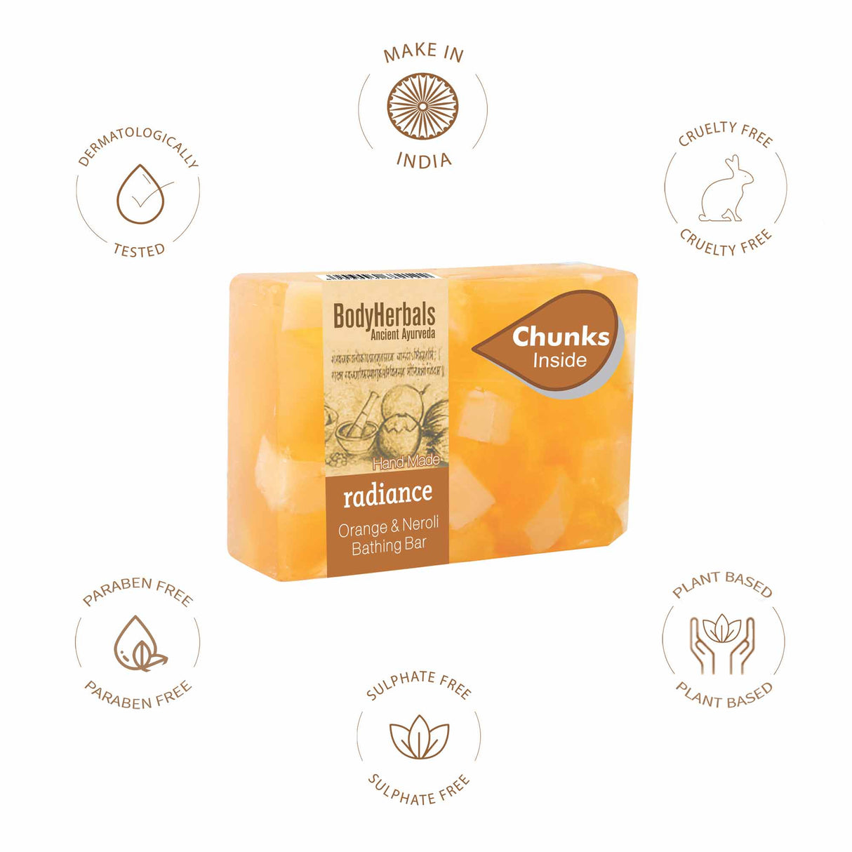 Orange & Neroli, Bathing Bar With Chunks | Free Loofah