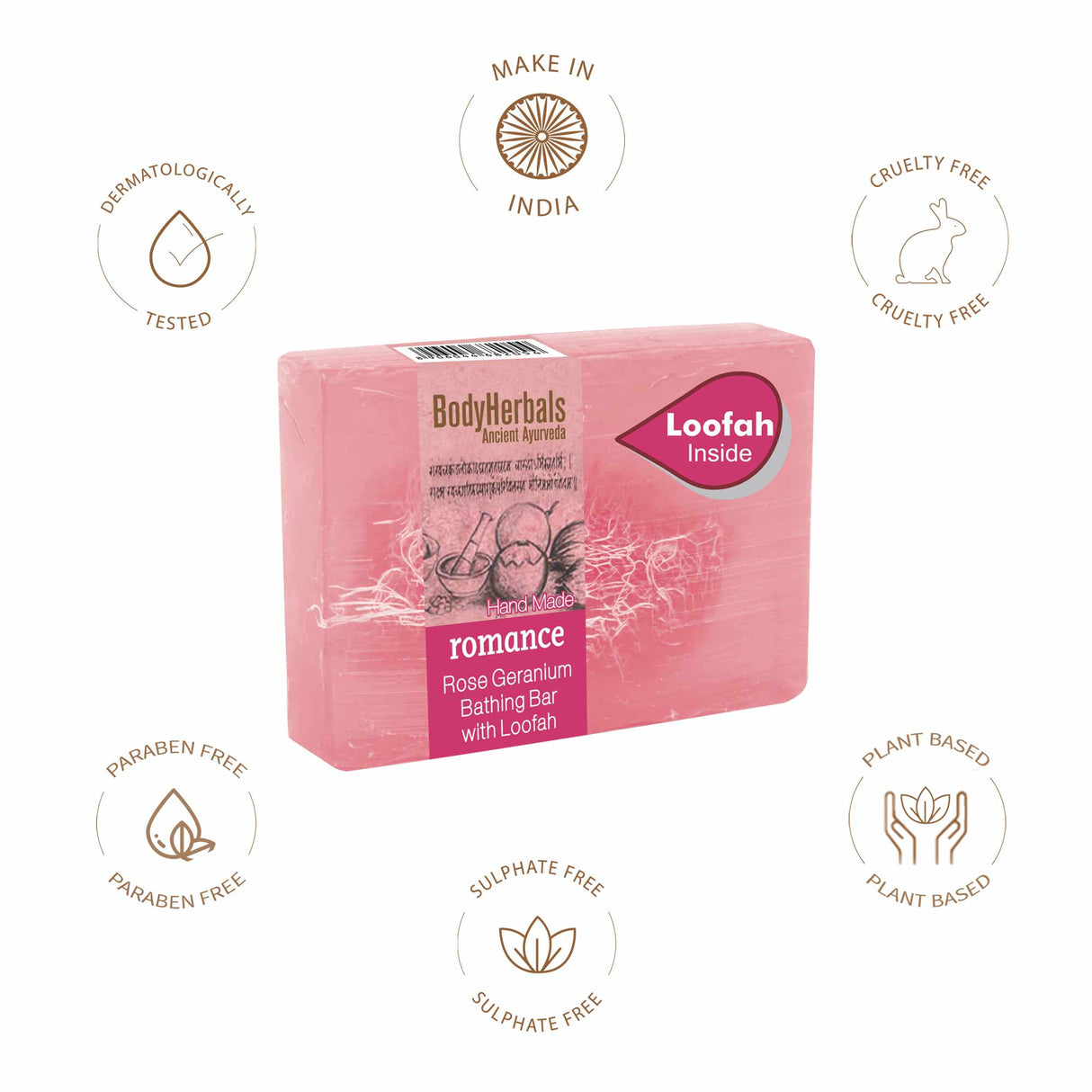 Rose & Geranium Bathing Bar | With Free Loofah