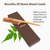 Dressing Comb, Tail Handle, 100% Neem Wood