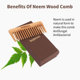 Dressing Comb Small, Wide Tooth, 100% Neem Wood