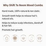 Dressing Comb, Tail Handle, 100% Neem Wood