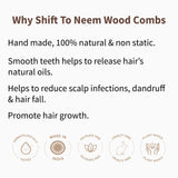 Dressing Comb, Handle Rake, 100% Neem Wood