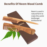 Dressing Comb Set, Handle Rake and Tail Handle, 100% Neem Wood